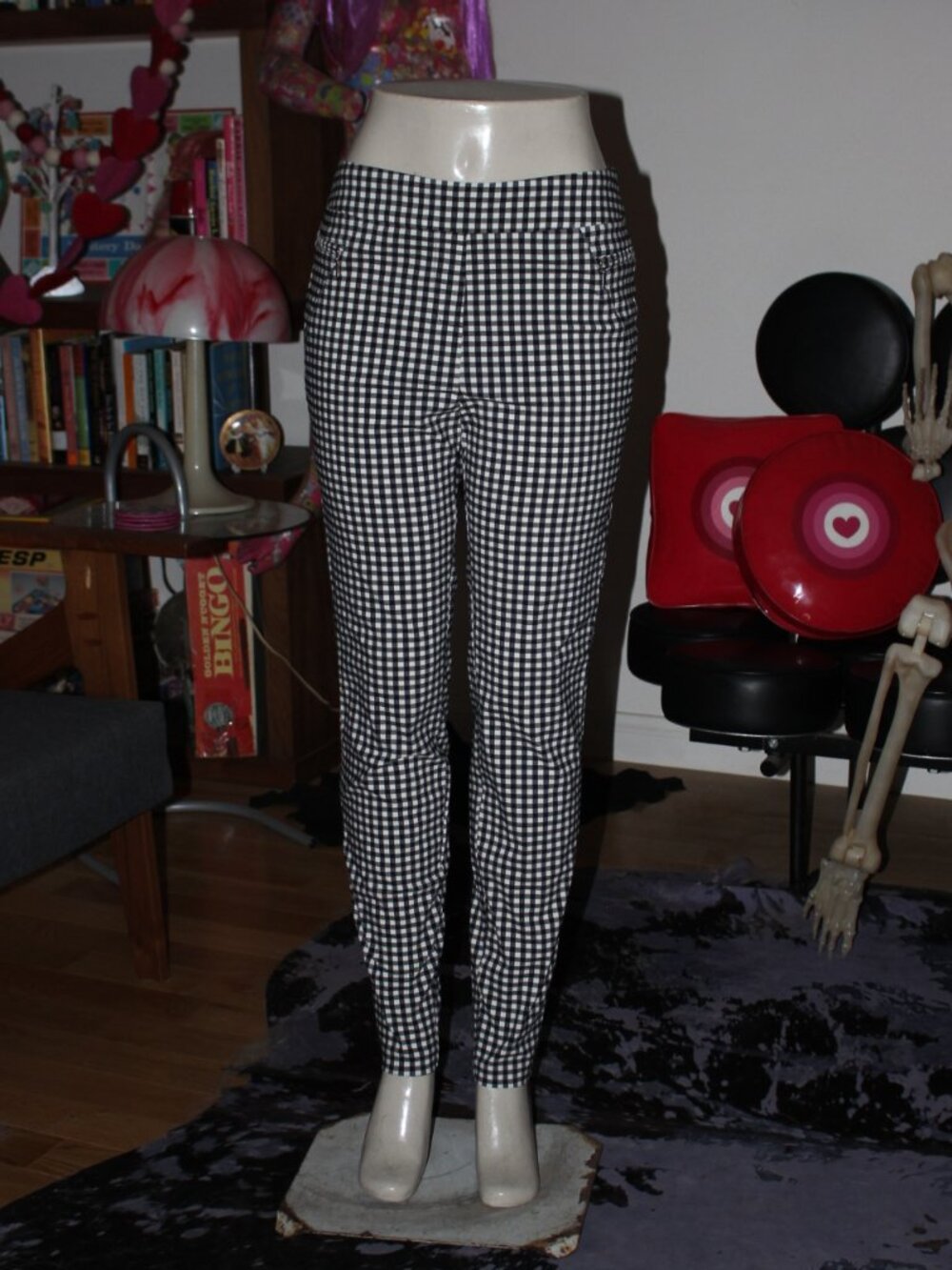 SOHO Apparel Black & White Check Skinny Pants M NWOT Pull On Flat Waistband